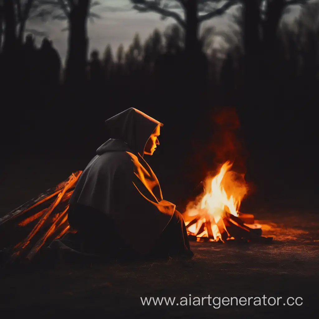 Youth-Meditating-by-a-Bonfire-in-a-Church-Setting