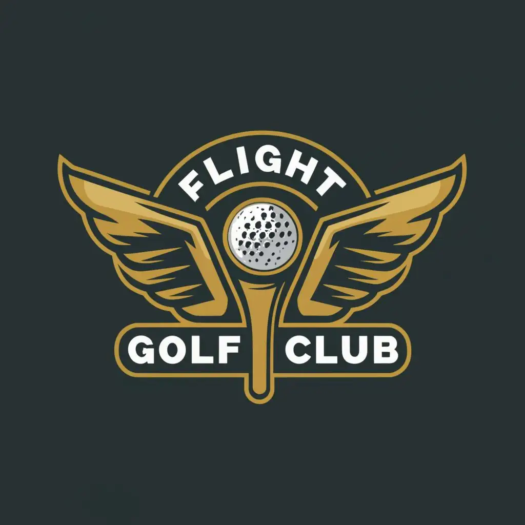logo, golf stick gold ball, with the text "flight 777 golf club", typography, be used in Sports Fitness industry