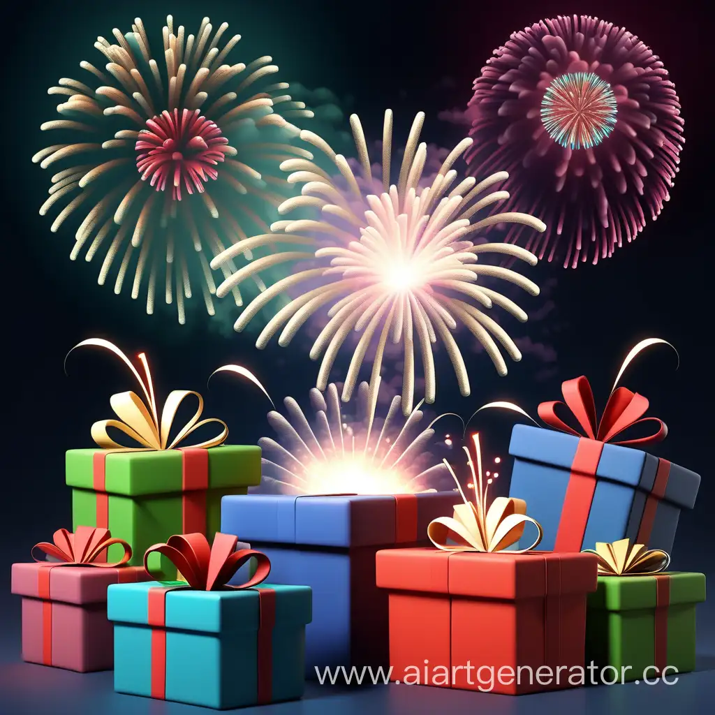 Vibrant-Fireworks-Illuminating-a-Festive-Gift-Celebration