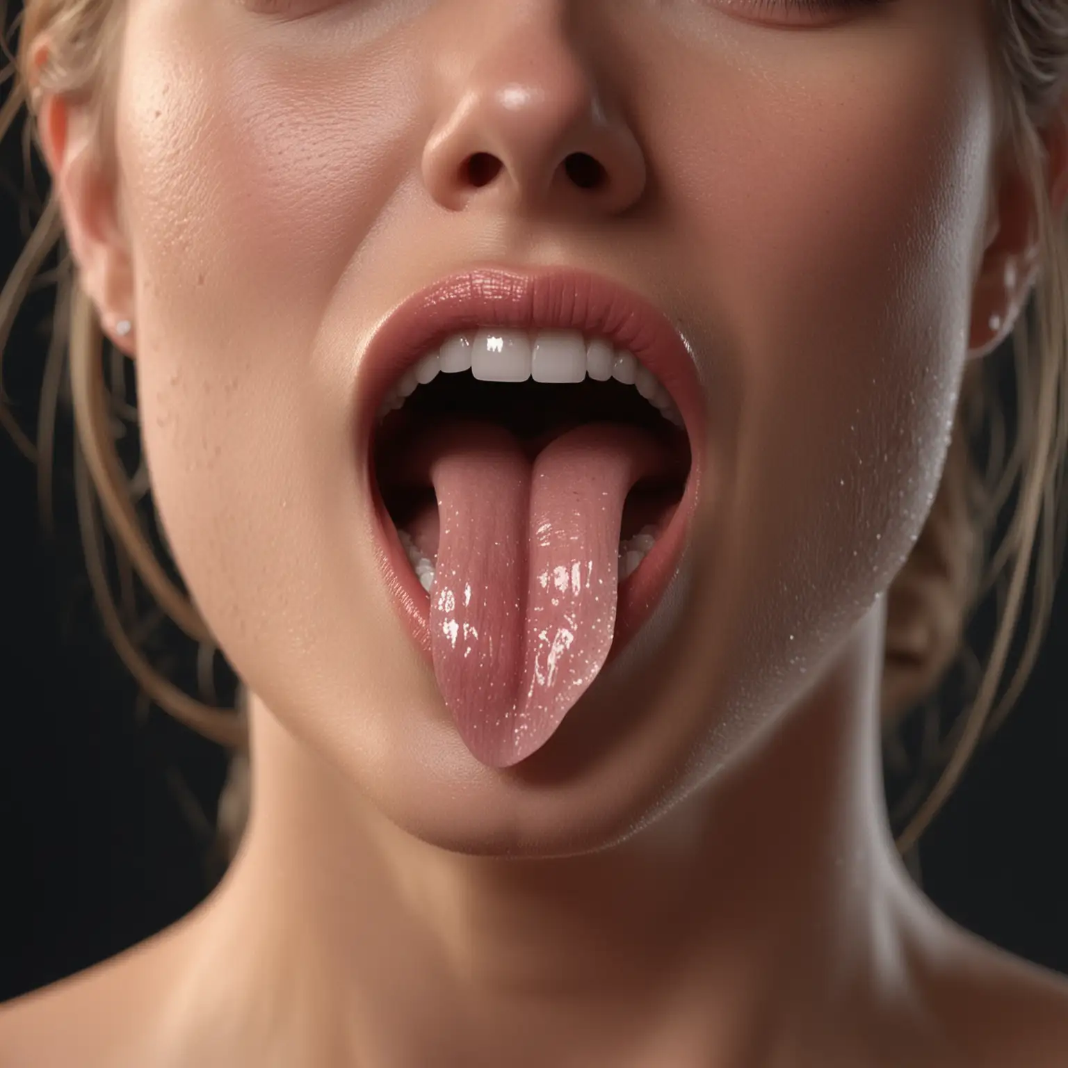 seductive. feminine. aurora. cinematic lighting and cinematic shading. sprinkling sugar onto an open mouth. uvula focus. uvula view. very long tongue. very baroque and infinitesimally individualized. fanatically pragmatic 3d blender sfm compositions.