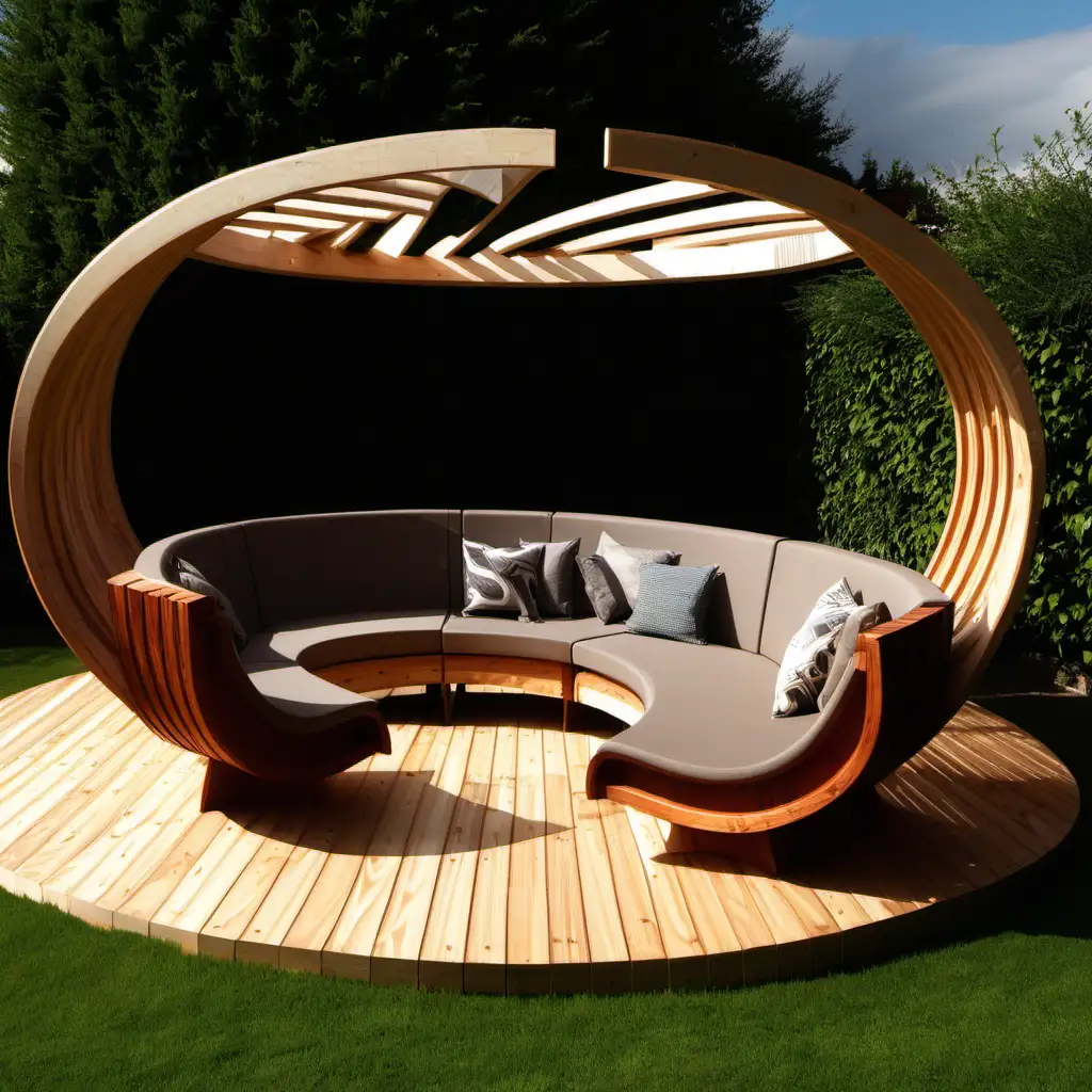 Elegantly Curved Glulam Garden Lounge Furniture for Outdoor Bliss