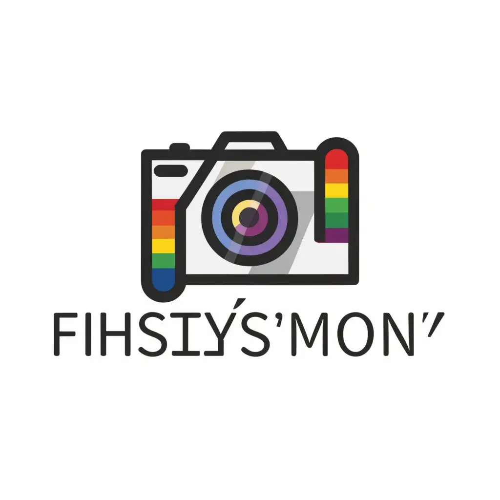 a logo design, with the text 'Simon's pics', main symbol: camera iris lgbtqia, Minimalistic, clear background