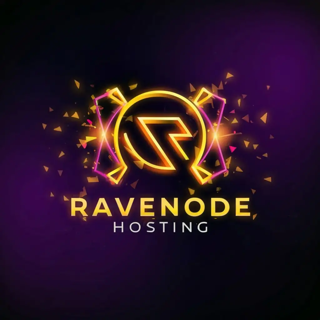 a logo design,with the text ".", main symbol:Logo about RaveNode hosting. Bold Logo gold with dark background,Moderate,be used in Internet industry,clear background