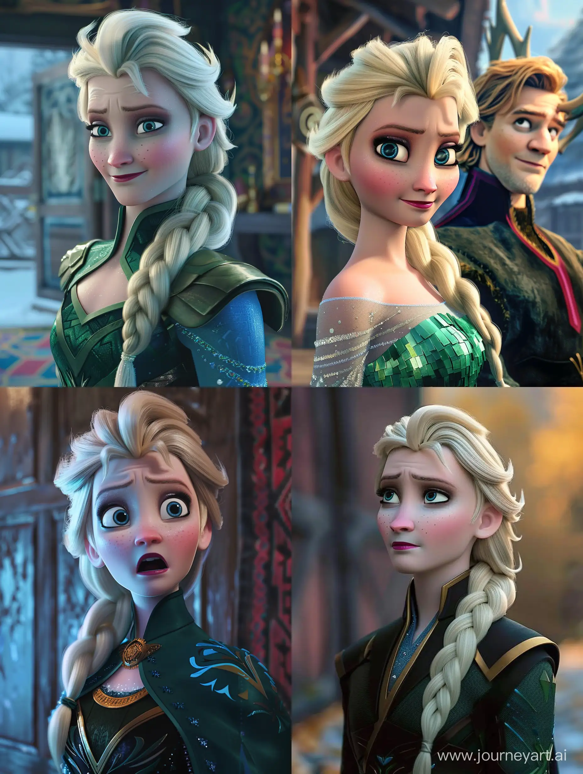 Elsa-from-Frozen-Observing-Tom-HiddlestonLoki-in-a-Captivating-Encounter