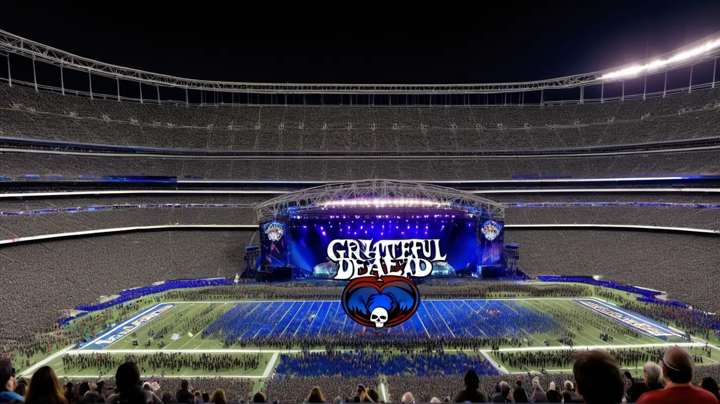 The Grateful Dead playing the halftime show at Allegiant Stadium for the super bowl