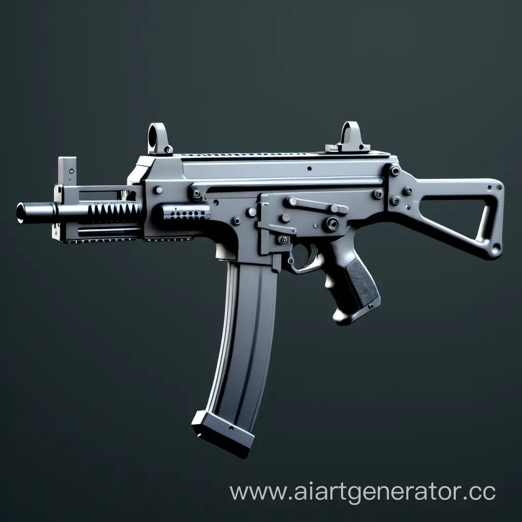 Modern-Realistic-HighQuality-Submachine-Gun-Illustration