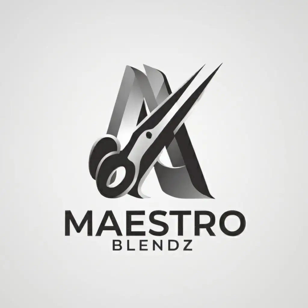a logo design,with the text "Maestro Blendz", main symbol:M blade scissors,Moderate,be used in Beauty Spa industry,clear background