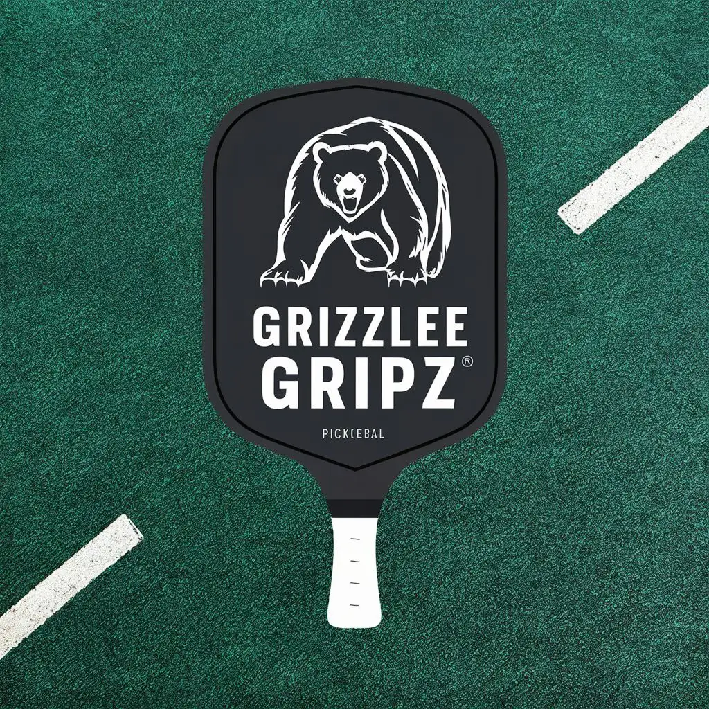 LOGO-Design-For-Grizzlee-Gripz-Dynamic-Pickleball-Paddle-Emblem-with-Grizzly-Bear-Motif-and-Text