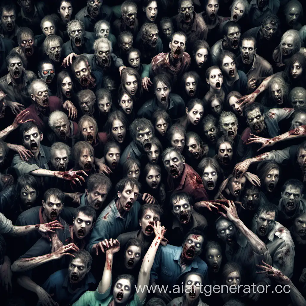 зомби апокалипсис , вид с верху , на толпы зомби