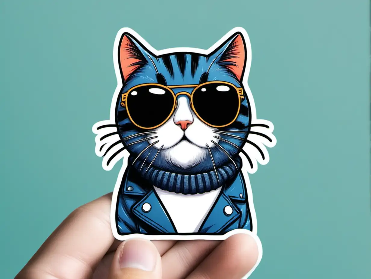 Chill Cat Sticker with LaidBack Vibe for Trendy Accessories