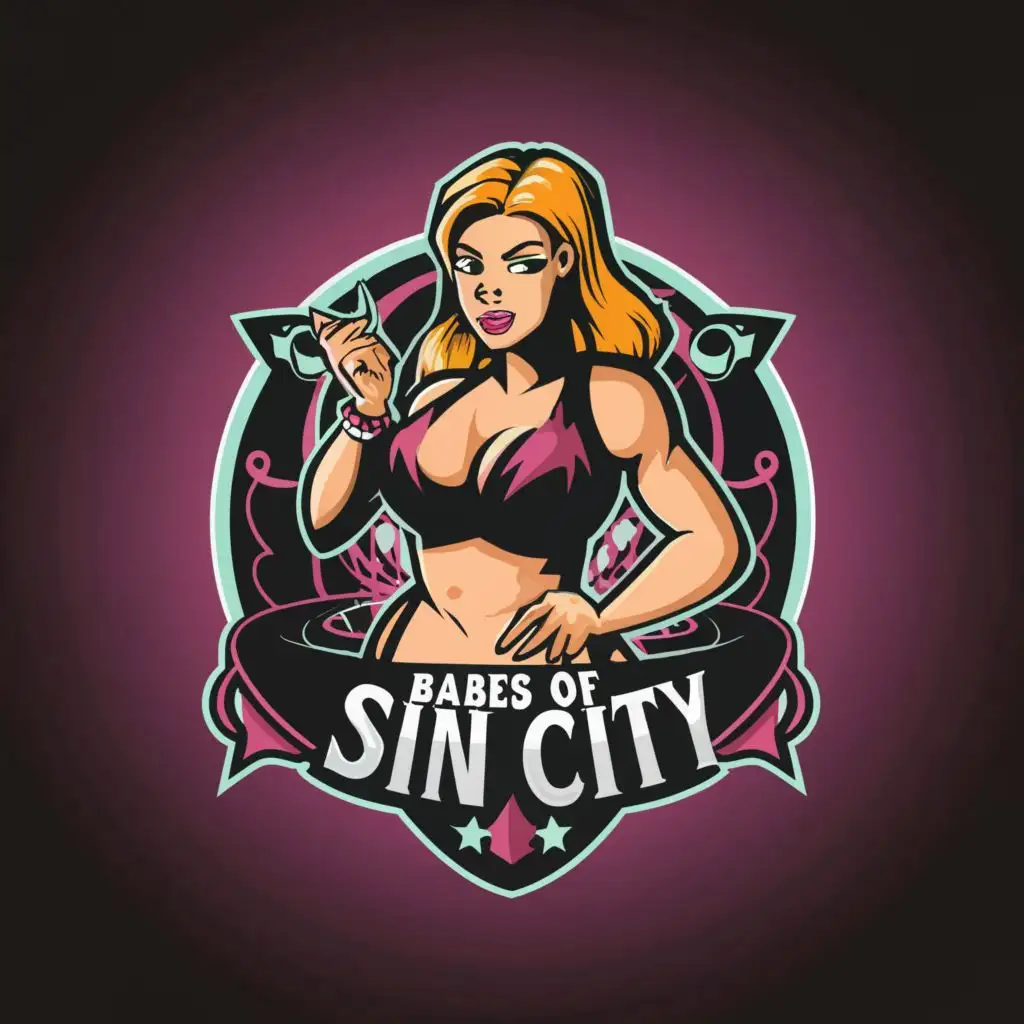 a logo design,with the text "Babes of Sin City", main symbol:stripper, wrestling, female, sexy,complex,be used in Sports Fitness industry,clear background
