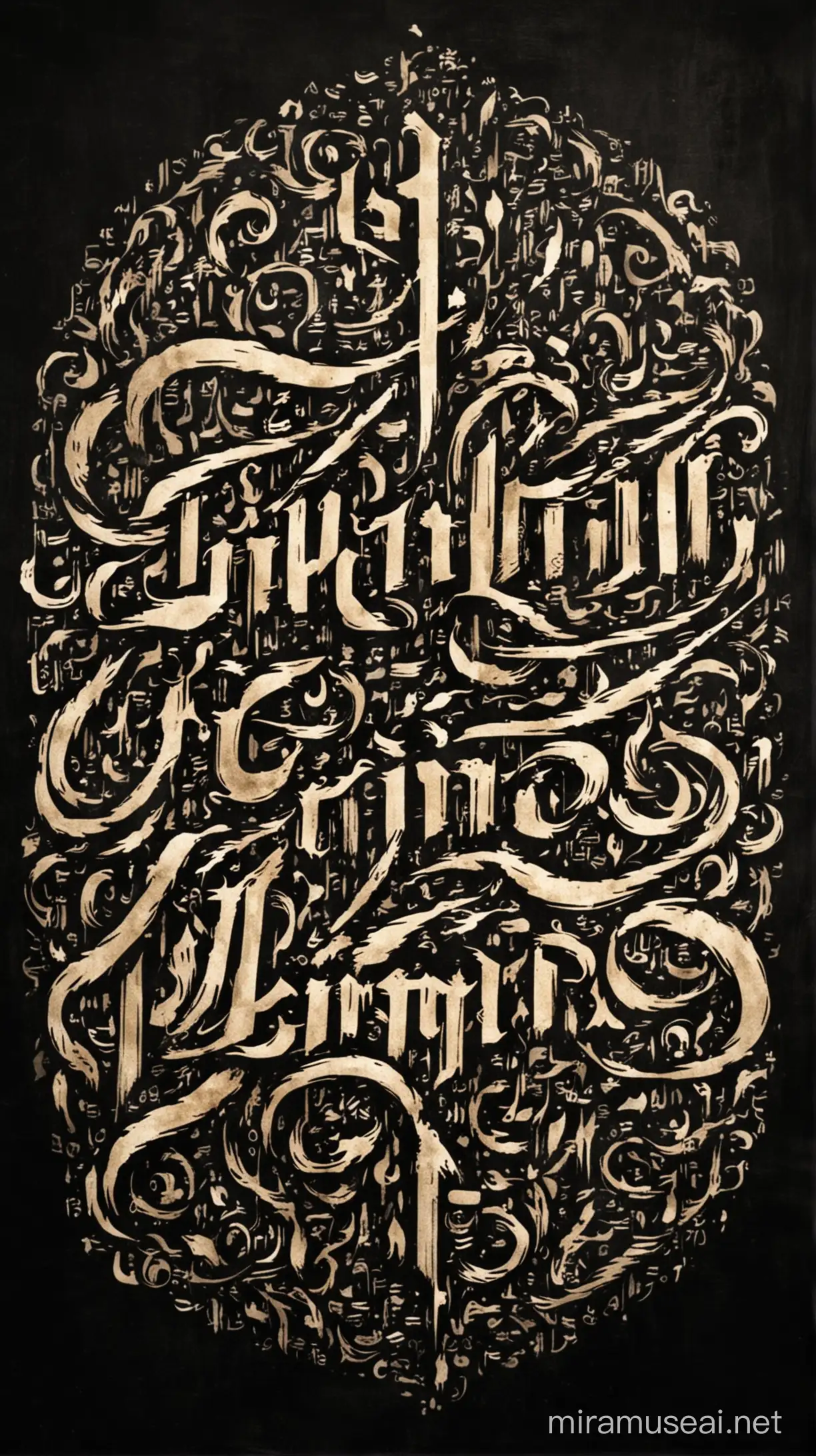 Elegant Calligraphy Art by Pokras Lampas in Dark Ambiance