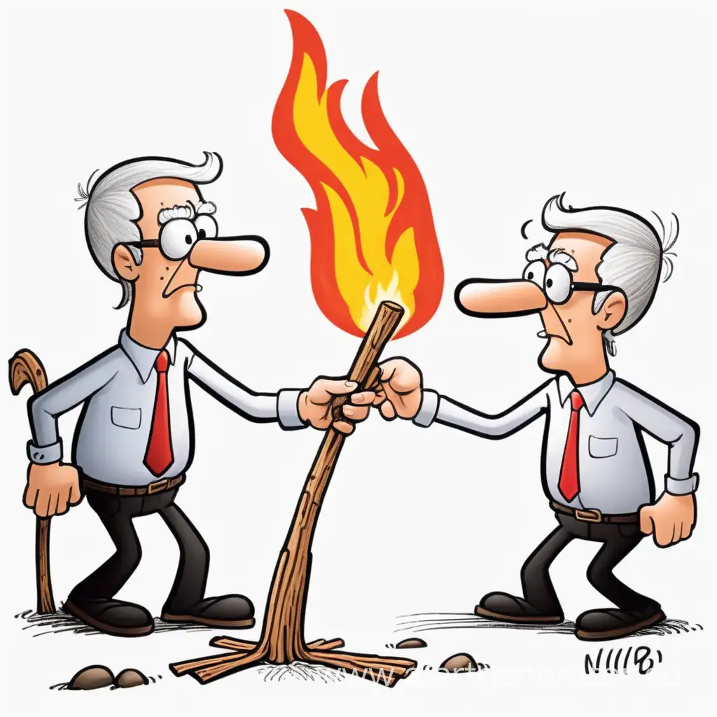 Cartoon-Stick-Figure-with-Fire-at-Both-Ends