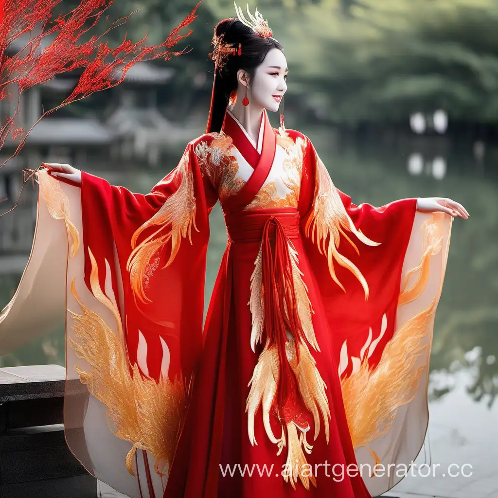 Exquisite-Fantasy-Red-Wedding-Hanfu-with-Phoenix-Feathers-and-Golden-Sequins