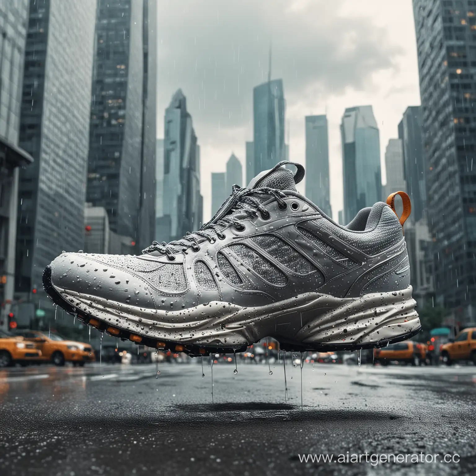 Futuristic-Urban-Landscape-Rain-of-Sports-Sneakers