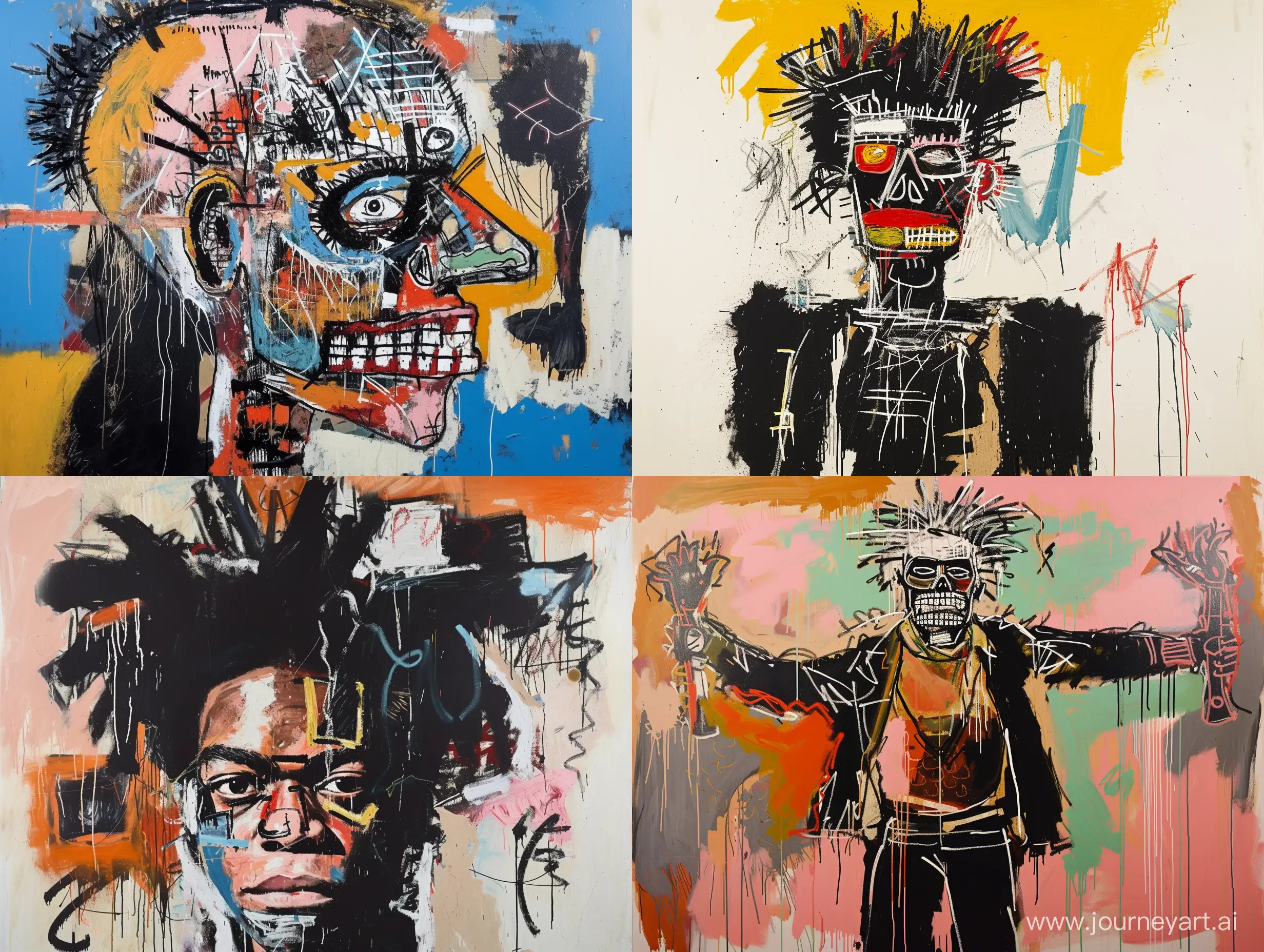 traverse the labyrinth of Basquiat's influences. Unearth the echoes of African, Caribbean, and urban culture resonating in his compositions. Highlight the amalgamation of high and low art, showcasing how Basquiat bridged the gap between street aesthetics and the refined world of galleries, challenging traditional notions of artistic hierarchy