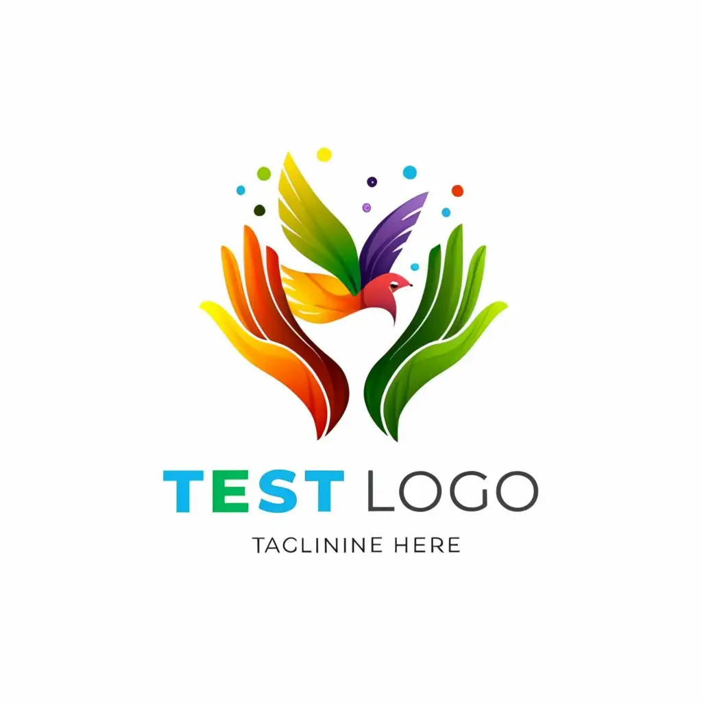 a logo design,with the text "Test Logo", main symbol:hands bird colorful,Moderate,be used in Beauty Spa industry,clear background