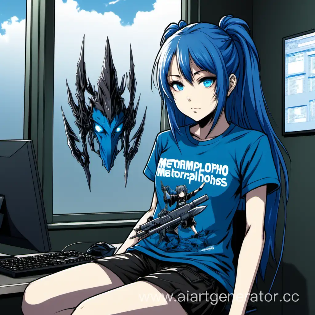 Anime-Girl-in-Metamorphos-Bog-TShirt-with-Weapons