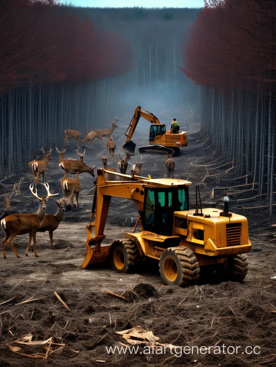 Deer-in-Cleared-Forest-Ethereal-Beauty-Amidst-Destruction