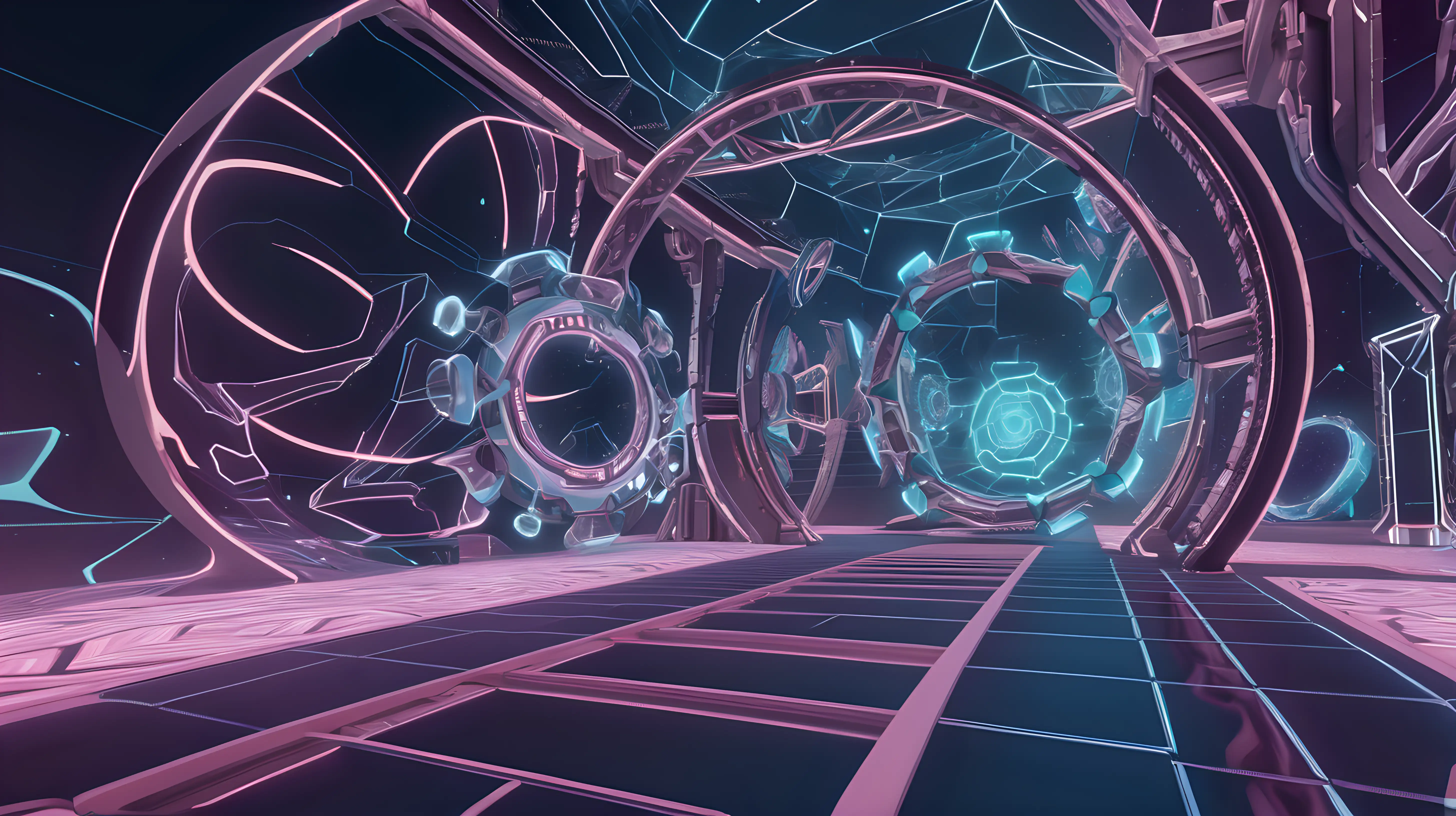Immersive Abstract Time Warps VR Game Environment