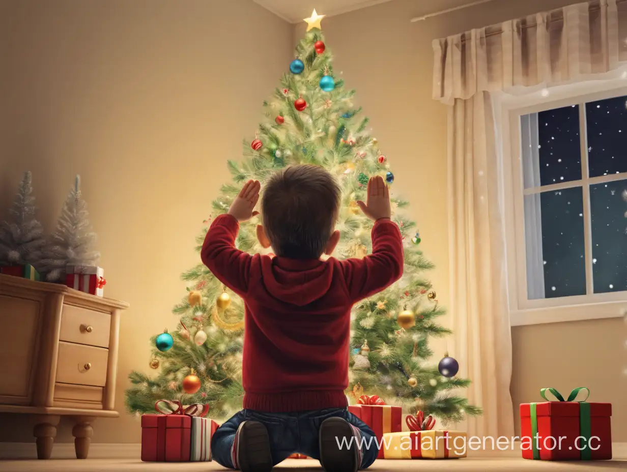 Joyful-Child-Saluting-Beside-a-Festive-Christmas-Tree