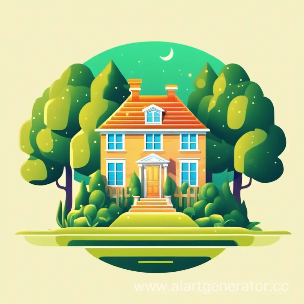 Vibrant-Garden-House-with-Tree-Backdrop-Stunning-4K-Logo-Display