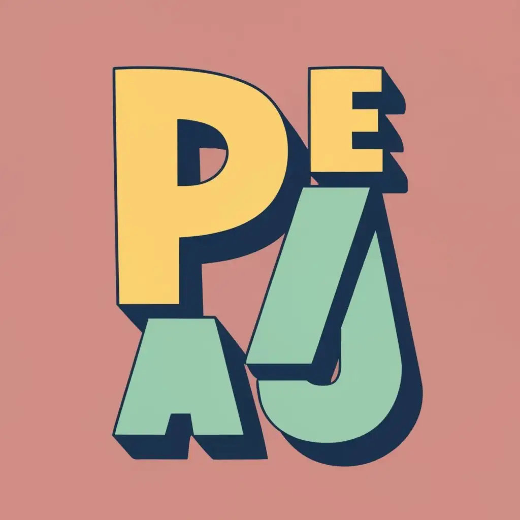 logo, letter and one color of background, with the text "PE av", typography