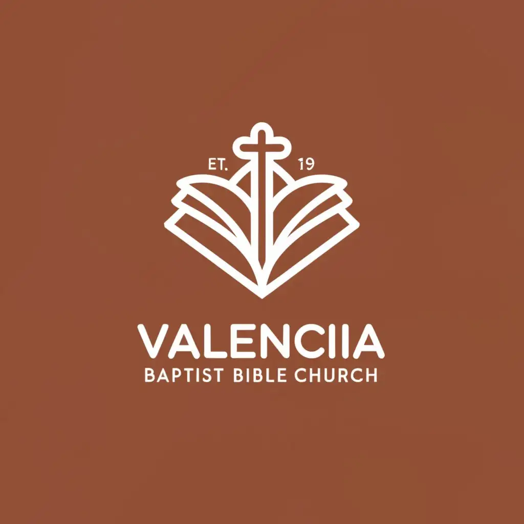 a logo design,with the text "valencia baptist bible church", main symbol:Holy Bible and a Cross,Minimalistic,be used in Religious industry,clear background