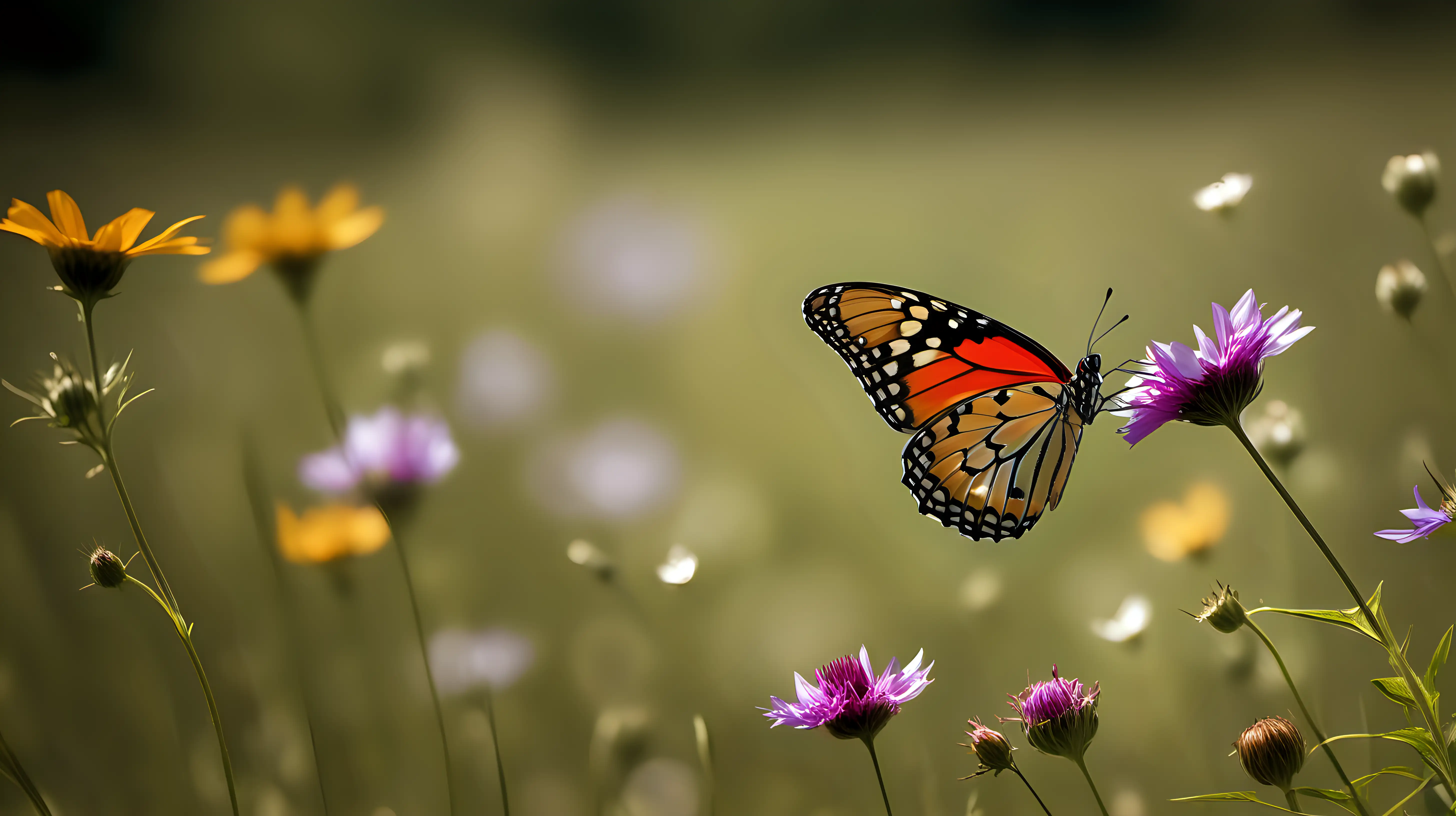 Butterfly Flying Among Wildflowers Capturing Freedom and Joy