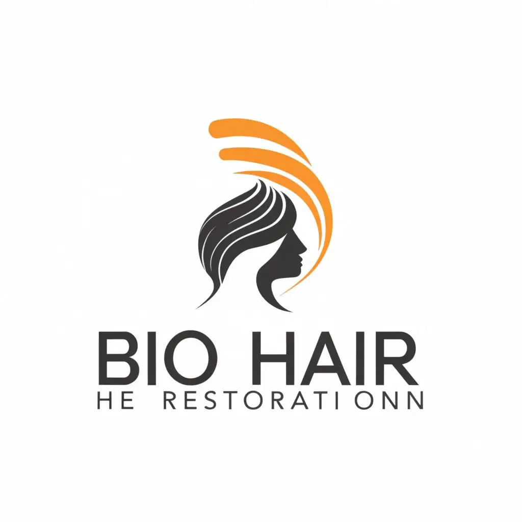 a logo design,with the text "Bio Hair Restoration", main symbol:Full-Service Hair Restoration and Transplant Clinic with Expert Doctors. They symbol need to be an outline of a person with long wavy hair flying in the air. This company targets both men and women,Moderate,be used in Beauty Spa industry,clear background