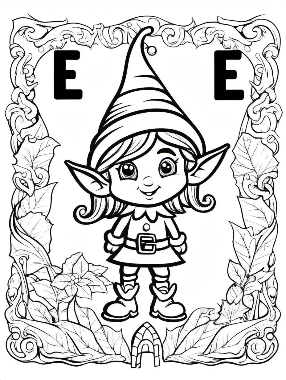 Enchanting Elf Coloring Book for Children Letter E Art