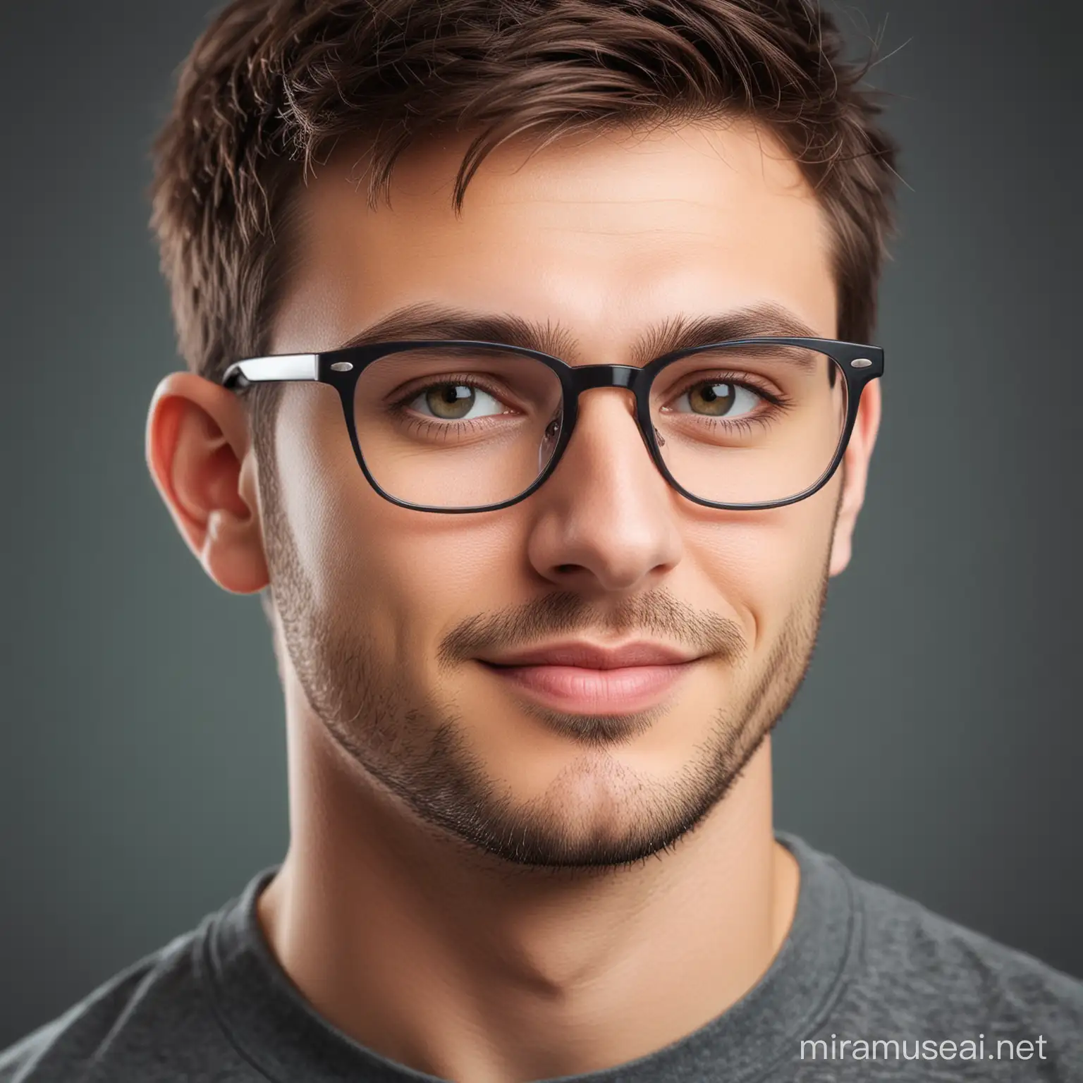 Handsome Software Developer Wearing Glasses at Work