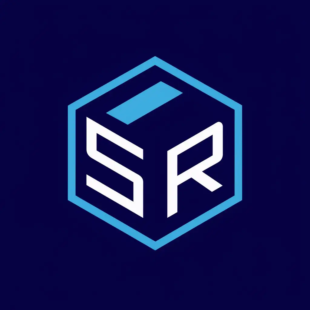 logo, Cube, with the text "S R", typography, be used in Technology industry