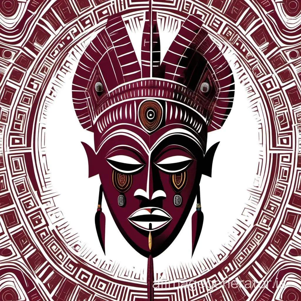 African-Pagan-Mask-in-Burgundy-Cultural-Artistry-on-White-Background