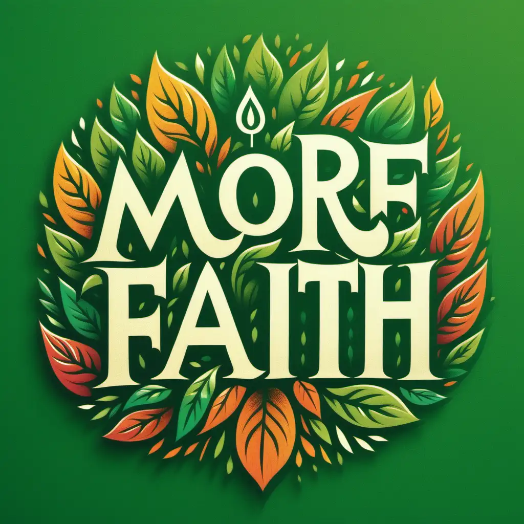 Inspiring Faith Vibrant Design with More Faith Less Fear Against a Warm Green Background