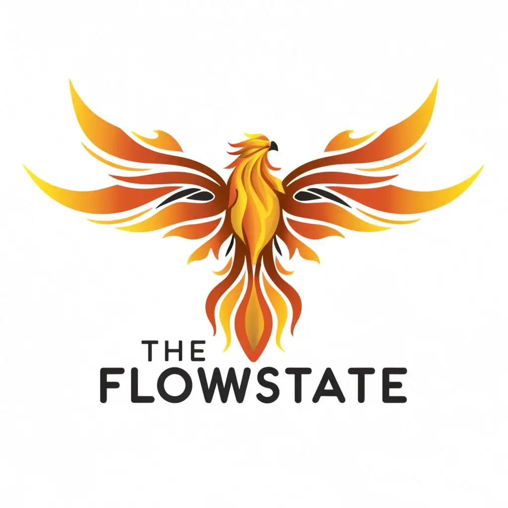 logo, phoenix, with the text "the FlowState", typography