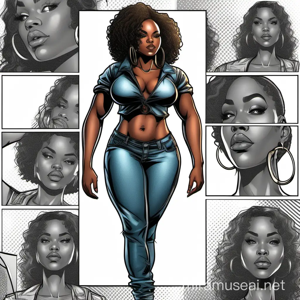 black woman full body standing close up, comic book style, high quality detailed trending on Artstation digital art sampler