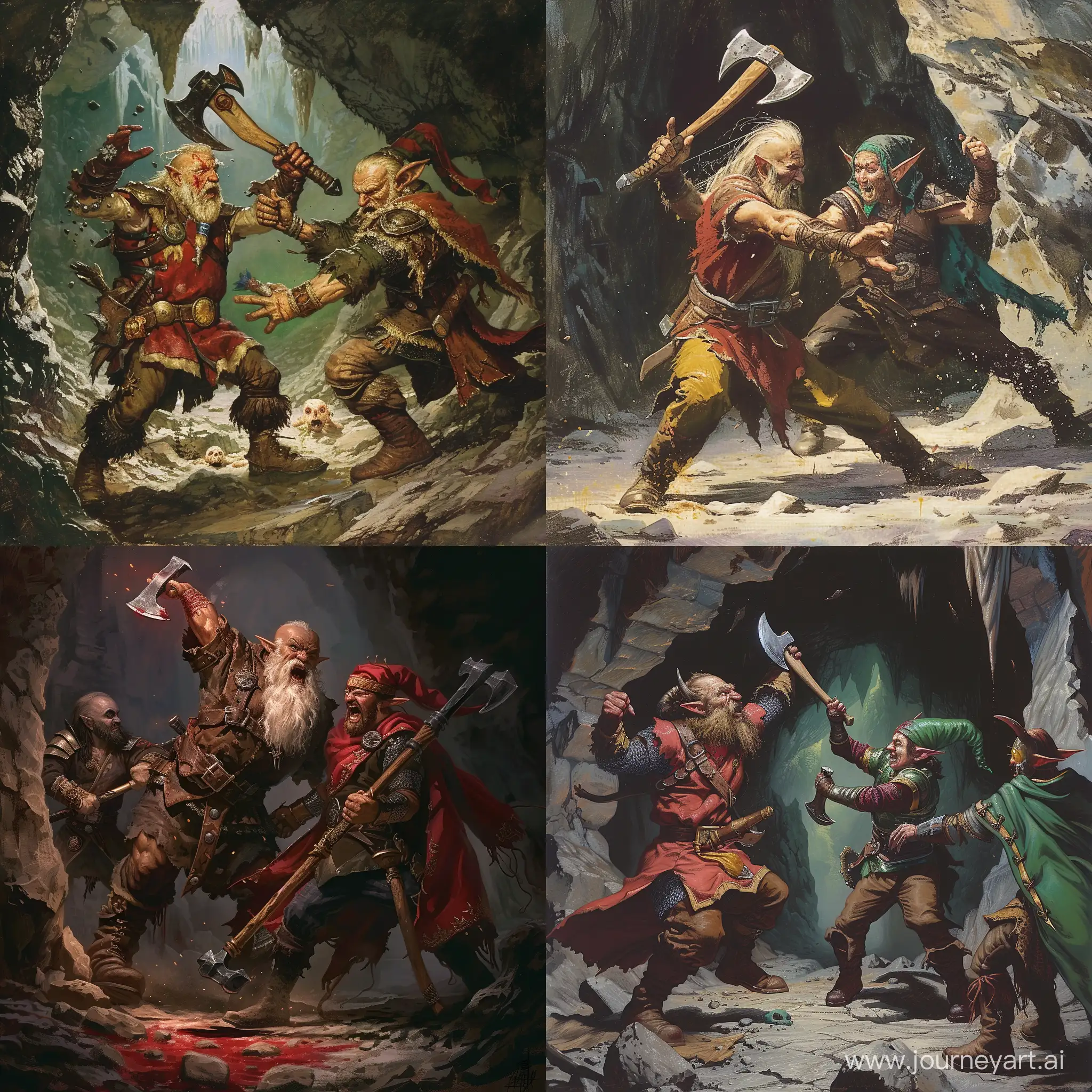 Fantasy-Dungeon-Battle-Dwarf-Elf-and-Demon-Confrontation