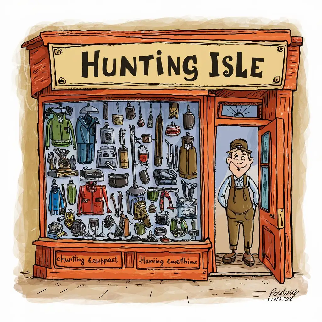Hunting Isle in store Cartoon drawing
