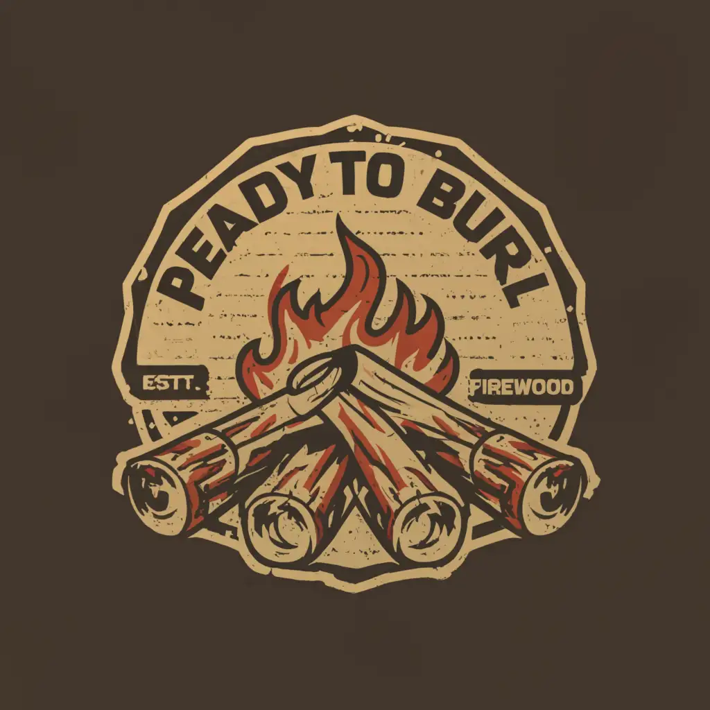 LOGO-Design-For-Ready-To-Burn-Fiery-Typography-with-Firewood-Motif