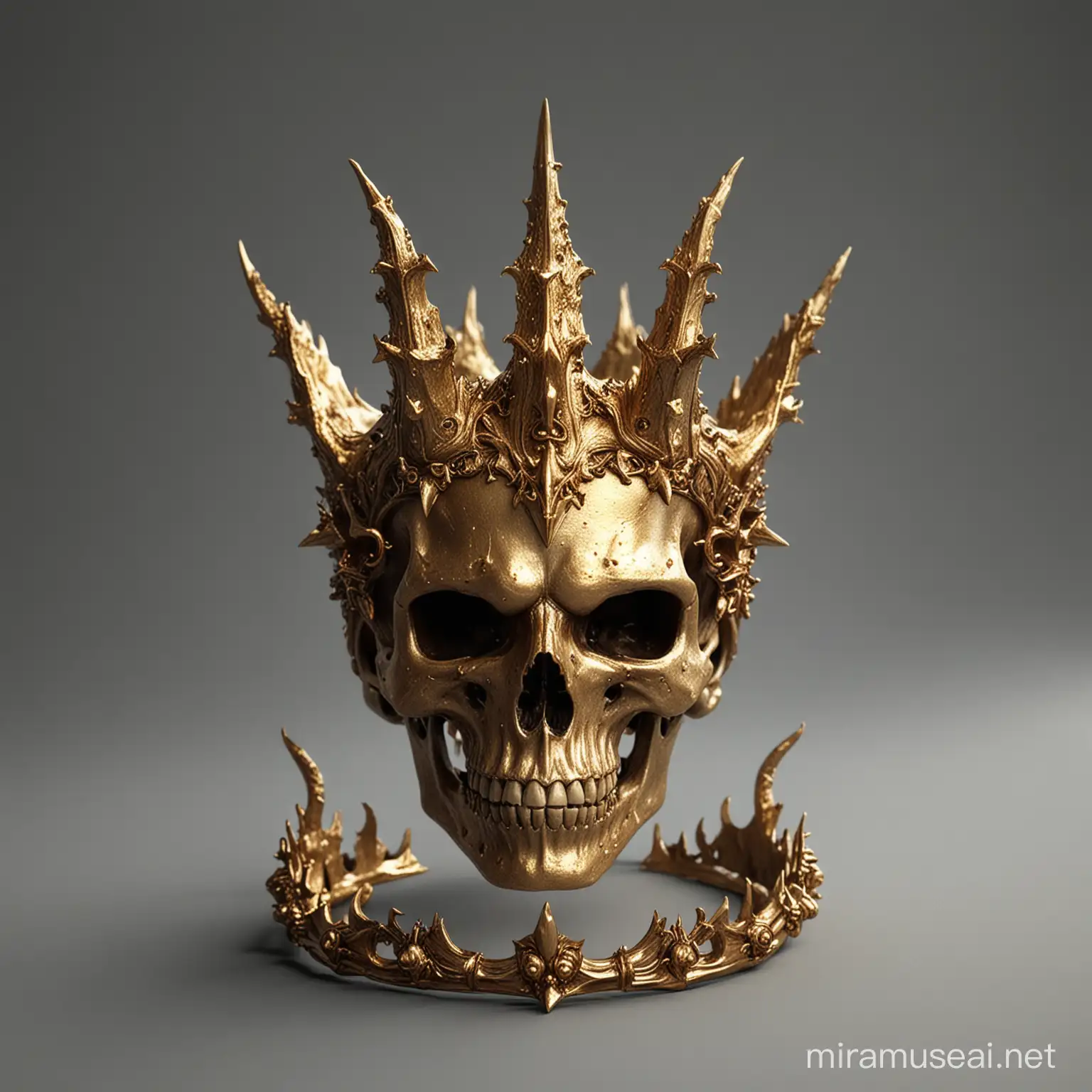 Intricately Crafted Golden Crown of Demon Horns