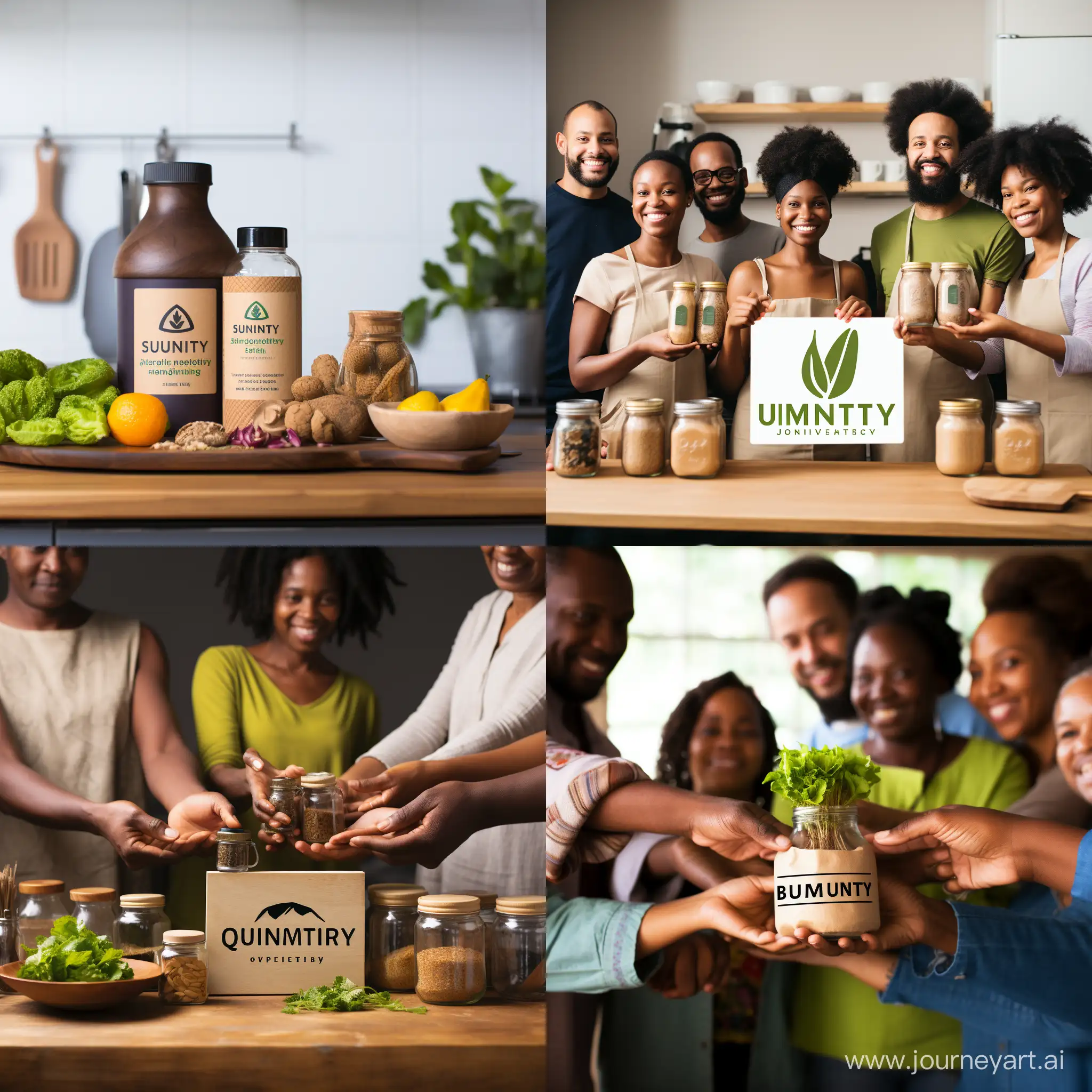 Create a powerful image showcasing a diverse group of individuals, each holding and proudly displaying one of your key eco-friendly kitchen products. The background should evoke a sense of nature, sustainability, and community. Consider using natural lighting to enhance the authenticity of the scene.  Prompt for Midjourney: Title: "Unity in Sustainability"  Description: Capture the essence of our community by featuring a diverse group of people from various backgrounds, ages, and cultures. Each person should hold one of our standout eco-friendly kitchen products – bamboo utensils, stainless steel straws, or reusable beeswax wraps.  Arrange the group in a way that symbolizes unity, with the individuals forming a circle or semi-circle, creating a sense of togetherness. The background should incorporate elements of nature, such as lush greenery or sustainable materials, emphasizing the connection between our products and the environment.  Ensure that the expressions on their faces convey pride and joy in making sustainable choices. The goal is to inspire others to join this movement toward a greener lifestyle through our eco-friendly kitchen solutions.  Consider capturing the image from a slightly elevated angle to give a dynamic perspective and highlight the diversity of our community. Remember to use natural lighting to enhance the authenticity and warmth of the scene.  This powerful image will serve as a visual representation of our commitment to sustainability and the collective impact we can make by choosing eco-friendly alternatives. It will be a compelling piece for our promotional materials, website, and social media channels, resonating with our audience and encouraging them to be a part of the positive change we're creating.