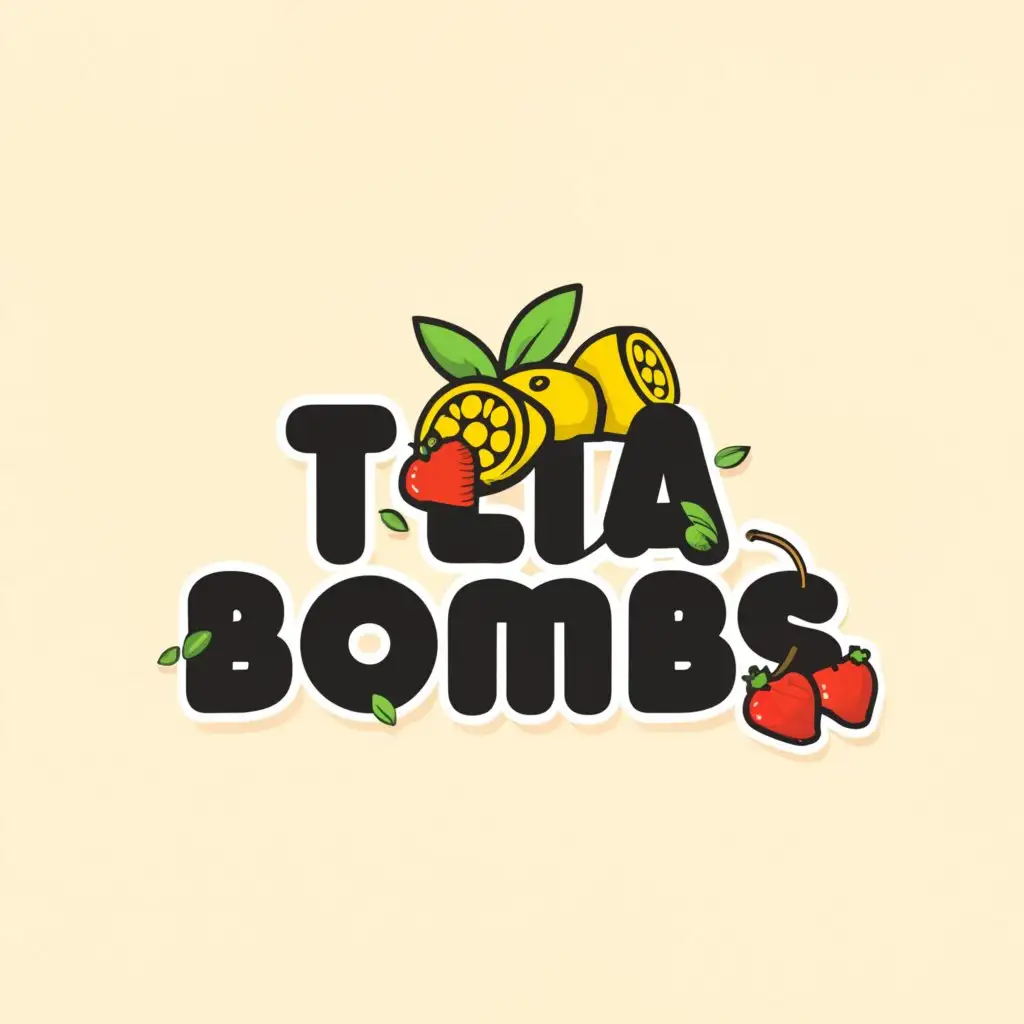 a logo design,with the text "Tea bombs", main symbol:Tea berries lemon,Moderate,clear background