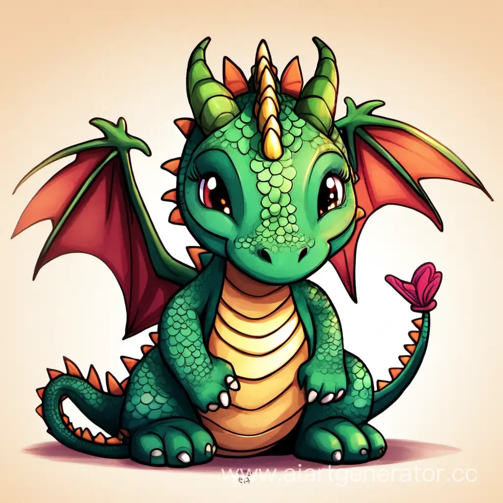 Friendly-Dragon-Illustration-A-Gentle-Creature-Spreading-Joy-and-Kindness