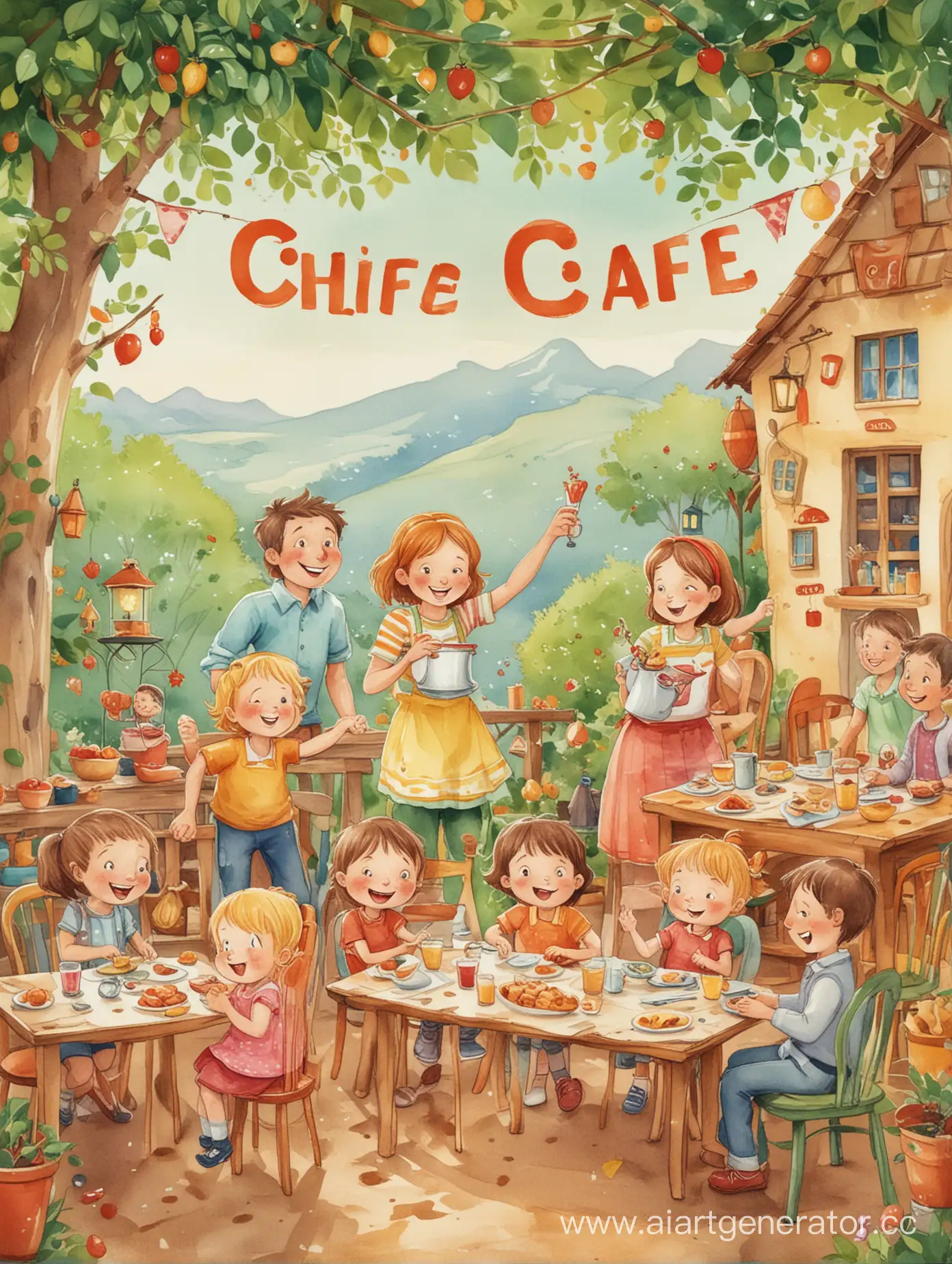 Cheerful-Children-and-Parents-at-a-Play-Cafe-Poster