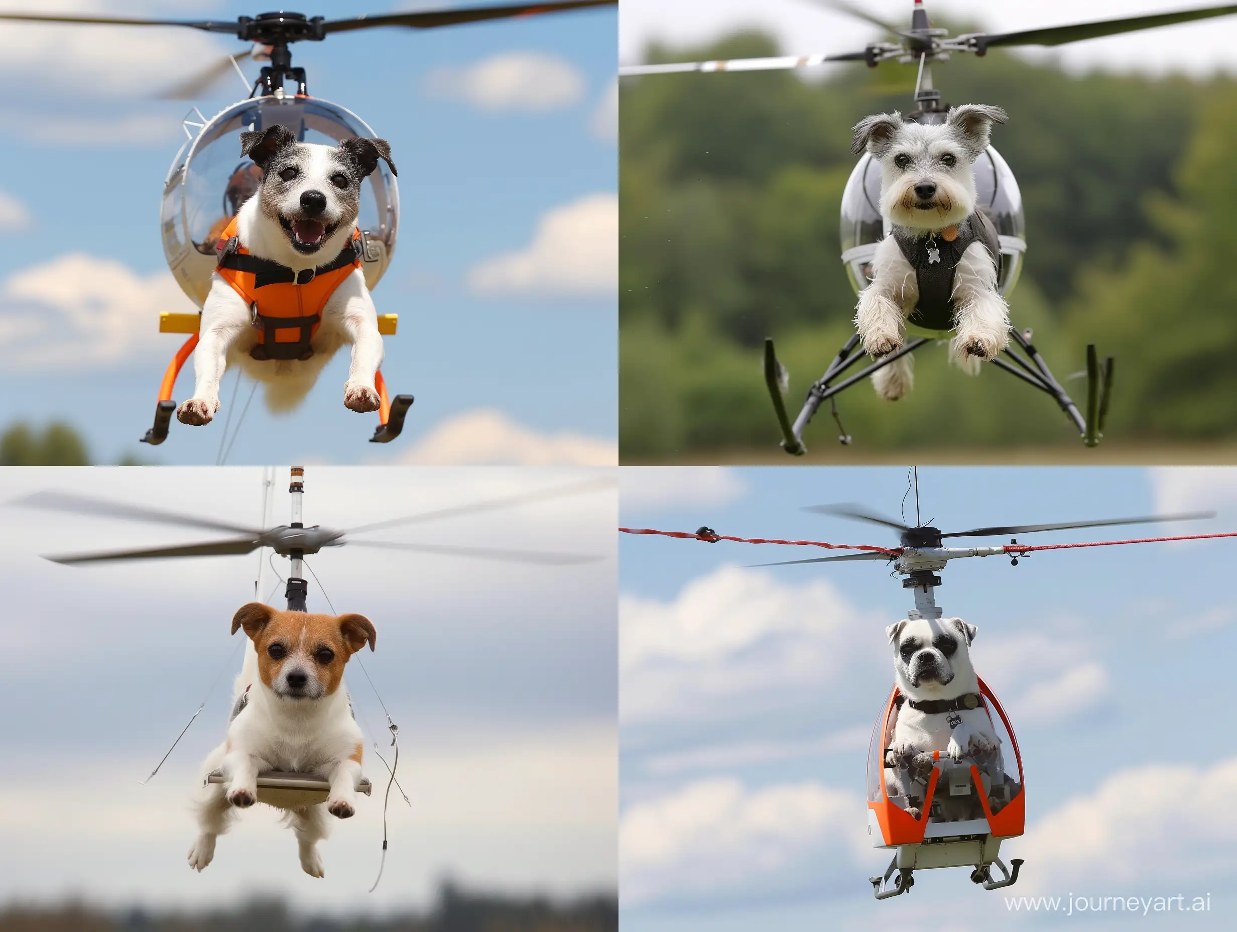 Joyful-Dog-Flying-High-in-Blue-Skies-Playful-Canine-Aviator