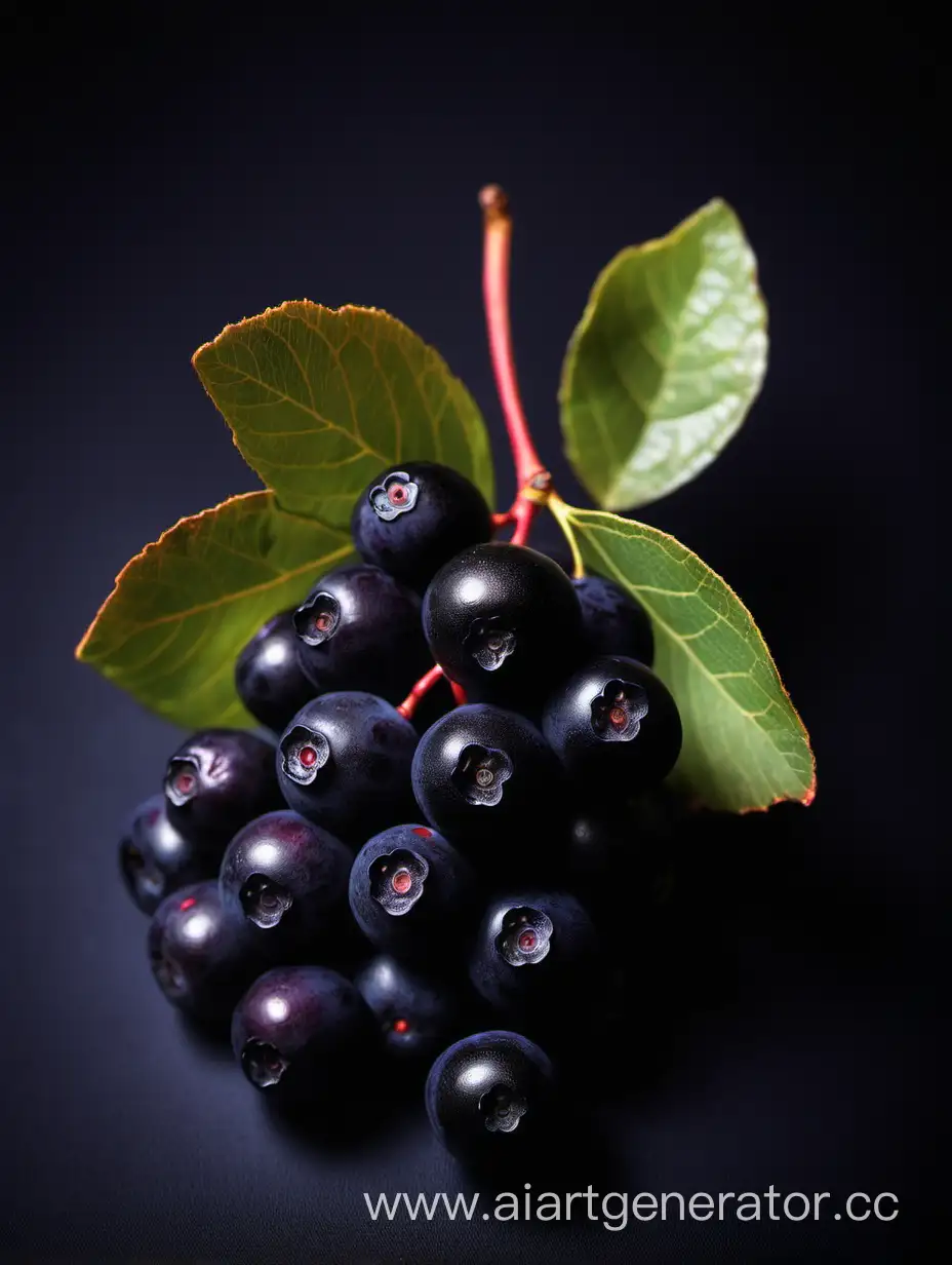Aronia-Fruit-on-Dark-Background-Fresh-Berries-in-Moody-Setting