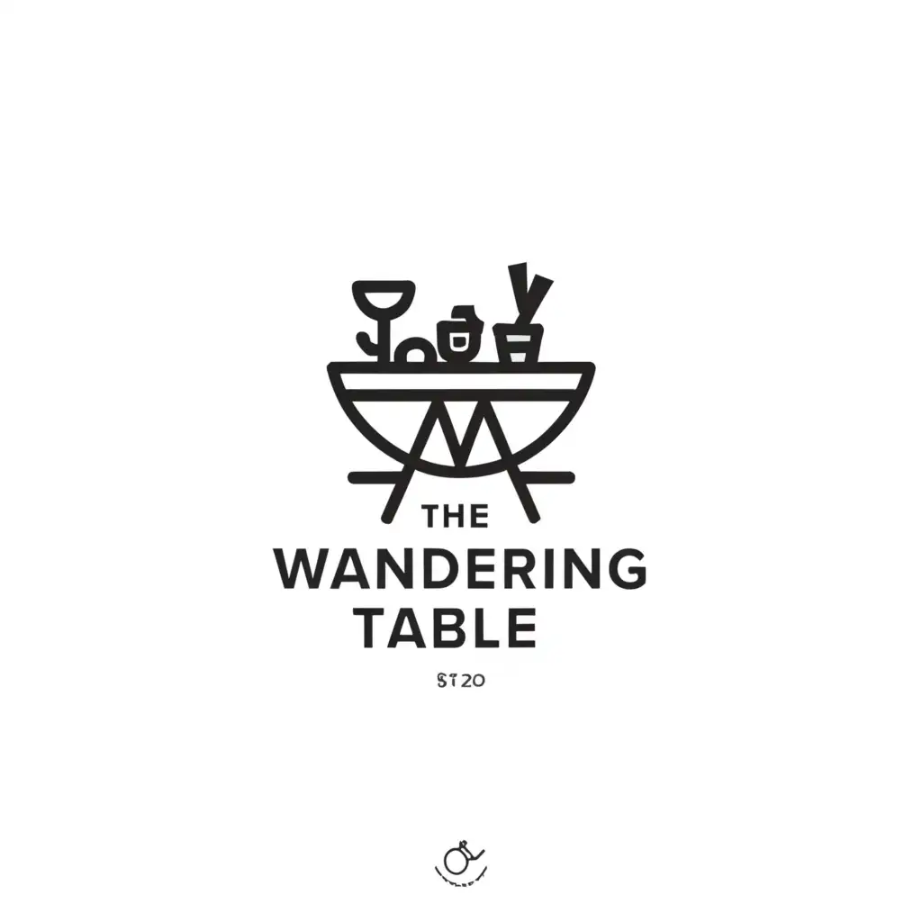 a logo design,with the text "The Wandering Table- Travelling for food", main symbol:A table for two,Moderate,be used in Restaurant industry,clear background