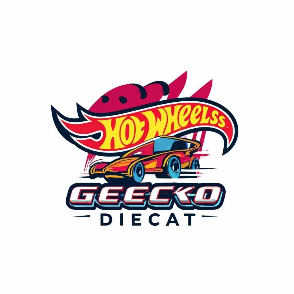 a logo design,with the text "Gecko Diecast", main symbol:hotwheels,Moderate,clear background