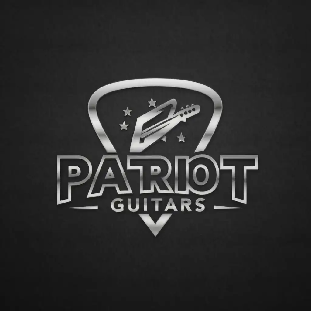 a logo design,with the text "Patriot Guitars", main symbol:Guitar pick,Minimalistic,be used in Entertainment industry,clear background